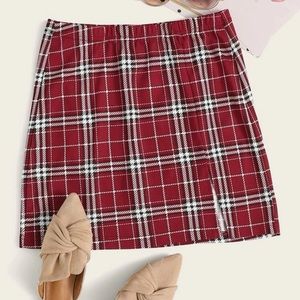 plus split hem tartan skirt